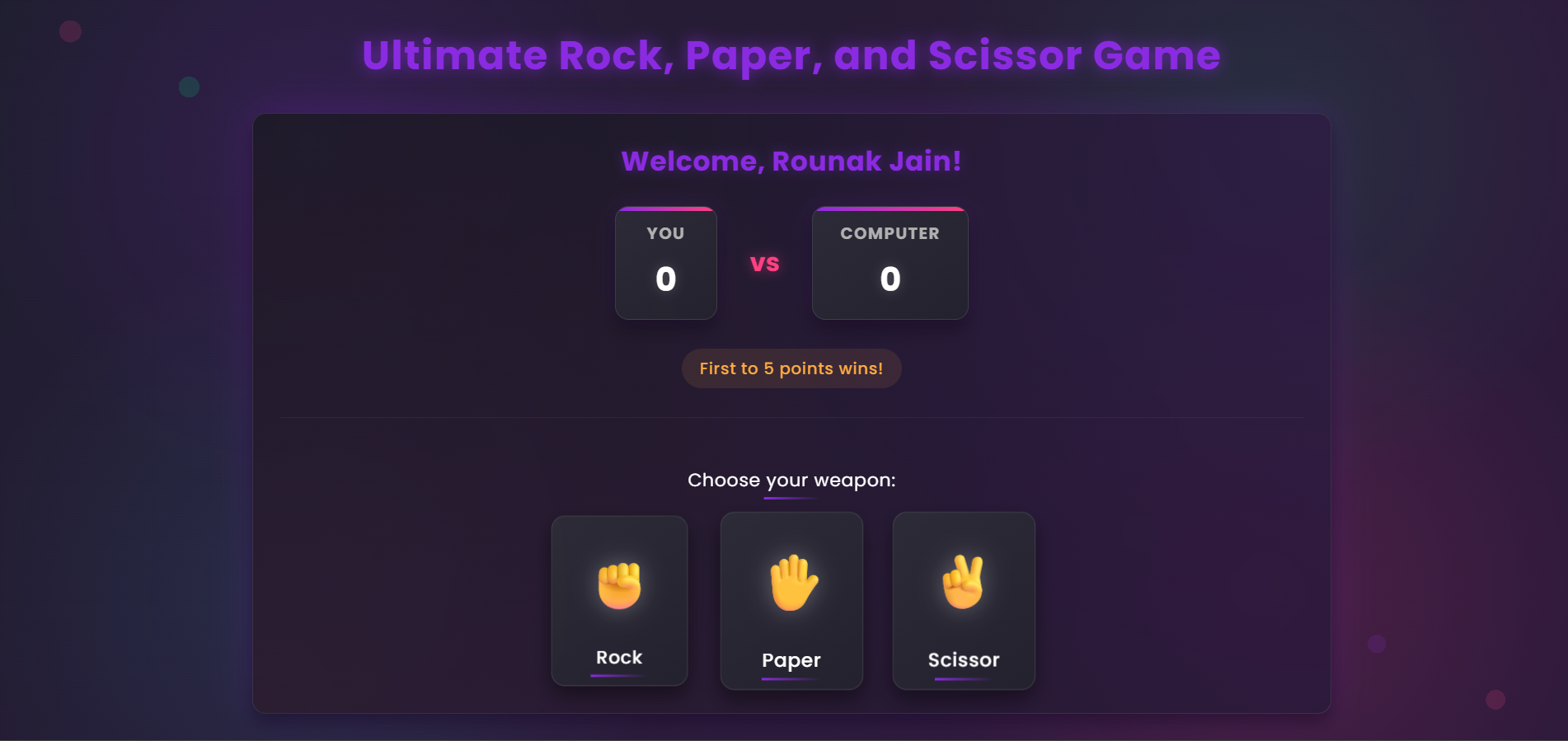 Stone Paper and Scissor Game